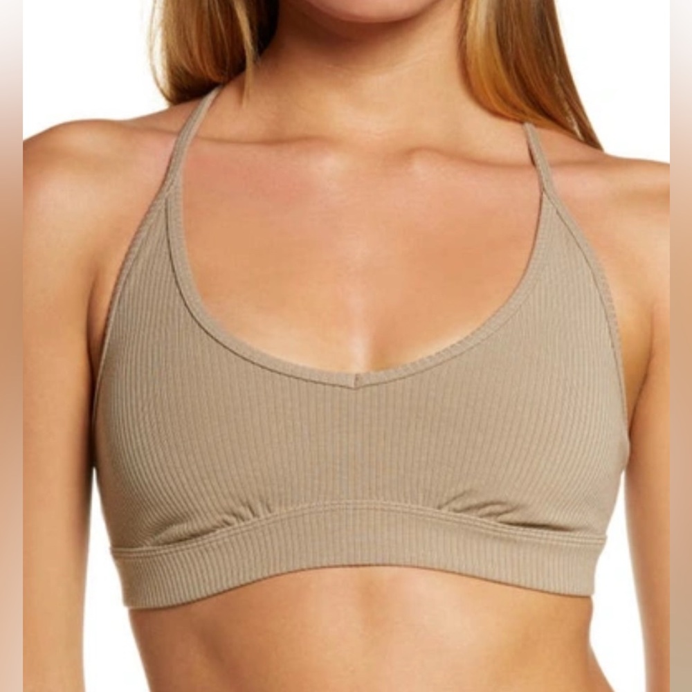 ALO Yoga Tan Ribbed Bra